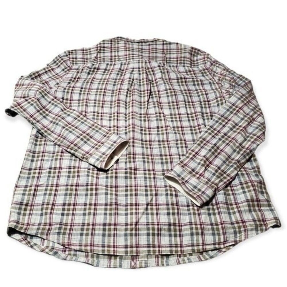 Horny Toad & Co Men's‎ Long-sleeve Button Front Plaid Shirt  Cream/Maroon XL - Picture 8 of 10